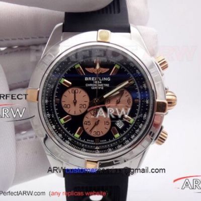 Perfect Replica Breitling Chronomat B01 44mm Chronograph Watch Black Rubber Band